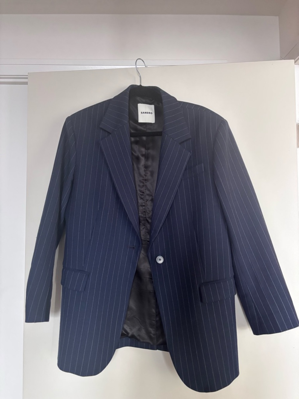 Sandro Navy Pinstripe Suit Jacket